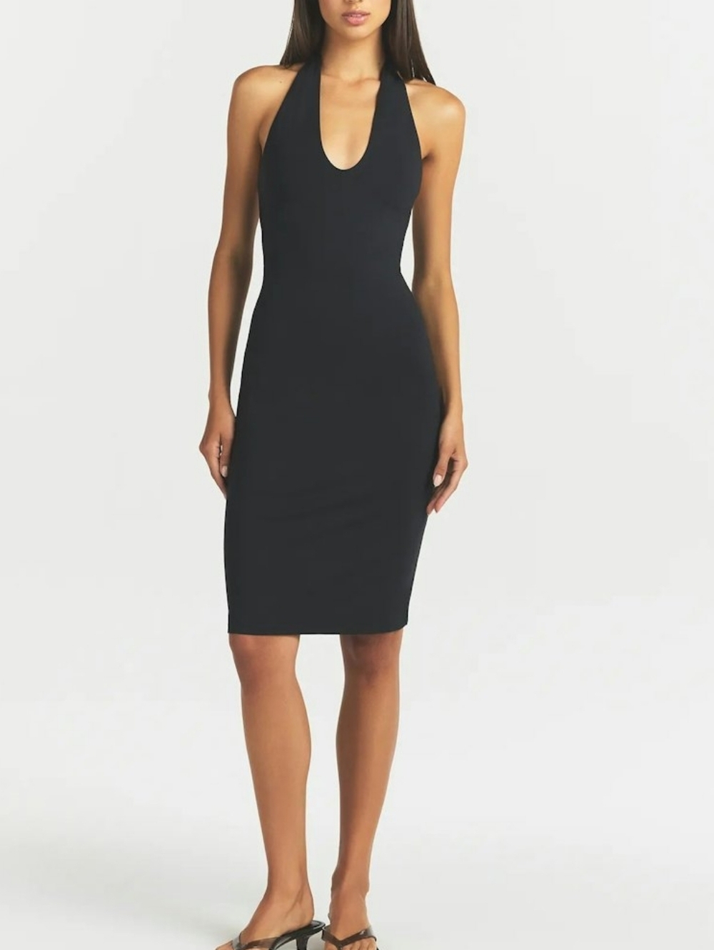 Skims Smooth Lounge Midi Halter Dress DS-DRS-8164W Obsidian Size Medium